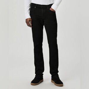 Paige Transcend Lennox Slim Denim Jeans in Black Shadow Destructed